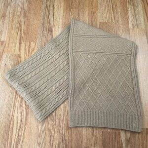 Ralph Lauren Tan LambsWool Rabbit Hair Cable Knit Scarf